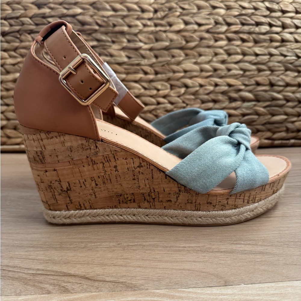 Madden Girl Colette Platform Wedge Sandals in Denim Multi - Picture 7 of 10